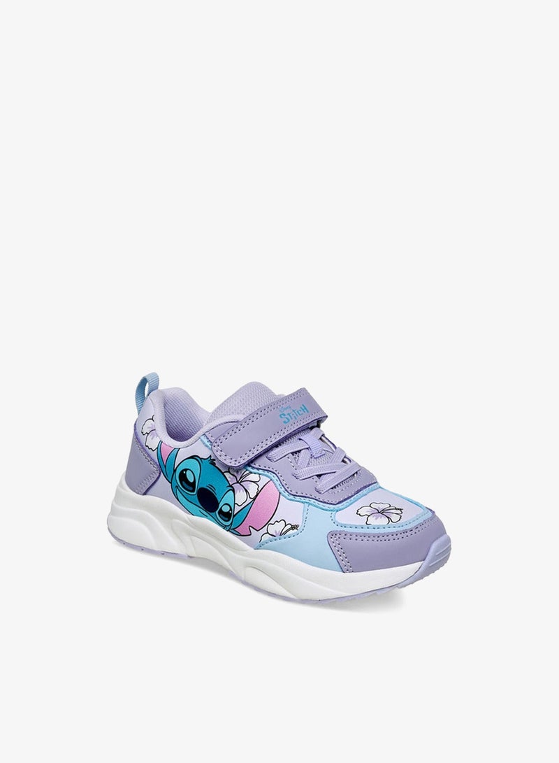 Disney Girls Stitch Print Hook & Loop Sneakers - Image 1